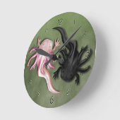 Zwart-witte Axolotls Art Ronde Klok (Hoek)