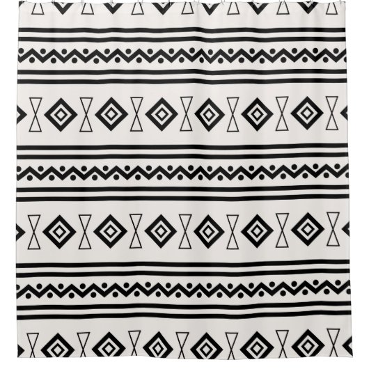 Zwart-witte Aztec Douchegordijn (Voorkant)