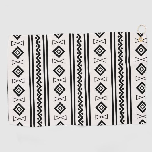 Zwart-witte Aztec Golfhanddoek (Horizontaal)