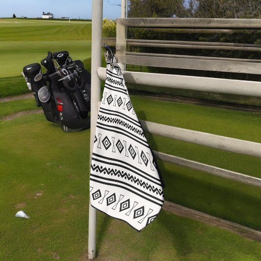 Zwart-witte Aztec Golfhanddoek