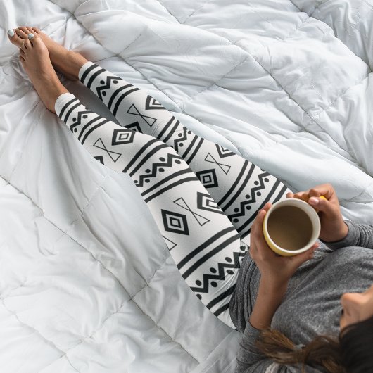 Zwart-witte Aztec Leggings