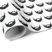Zwart-witte baard verjaardagsmannen mannen cadeaupapier (Rol Hoek)