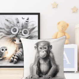 Zwart & Witte Baby Chimpansee Vierkante Worp Kusse Kussen