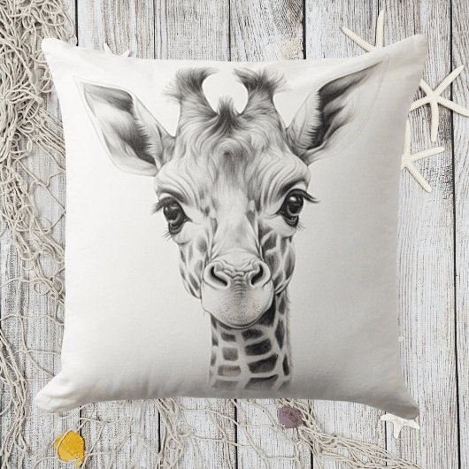 Zwart & Witte Baby Giraffe Vierkante Sierkussen