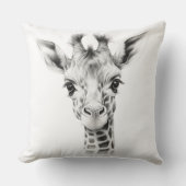Zwart & Witte Baby Giraffe Vierkante Sierkussen (Voorkant)