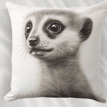 Zwart & Witte Baby Meerkat Vierkante Worp Kussen