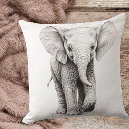 Zwart & Witte Baby Olifant Vierkante Worp Kussen