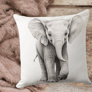 Zwart & Witte Baby Olifant Vierkante Worp Kussen