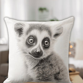 Zwart & Witte Babylemur Vierkante Worpkussen Kussen