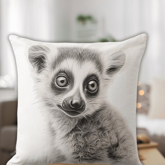 Zwart & Witte Babylemur Vierkante Worpkussen Kussen