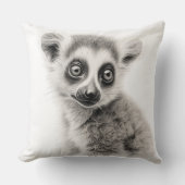Zwart & Witte Babylemur Vierkante Worpkussen Kussen (Voorkant)
