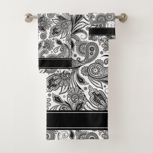 Zwart-witte badhanddoekset bad handdoek (Insitu)