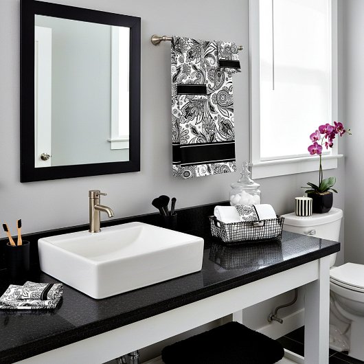 Zwart-witte badhanddoekset bad handdoek