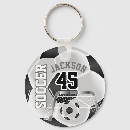 Zwart-witte ⚽ Ball Sport Sleutelhanger (Voorkant)