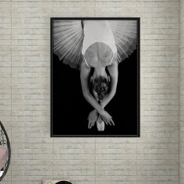 Zwart-witte ballerina art afdrukken poster