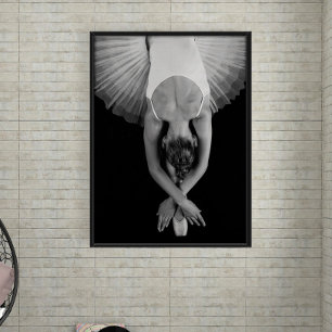 Zwart-witte ballerina art afdrukken poster