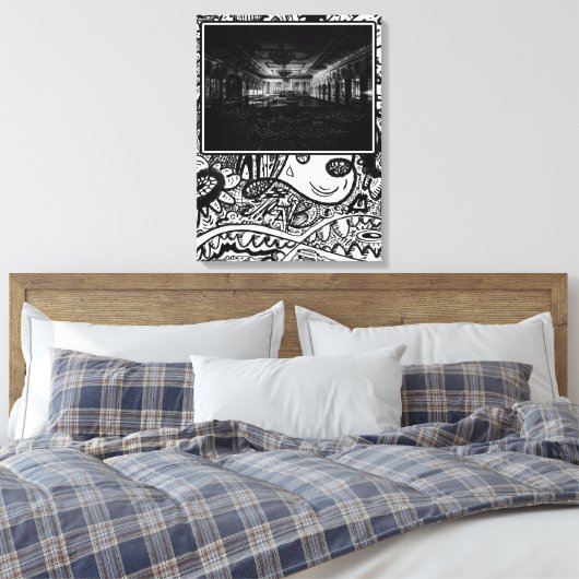 Zwart-witte balzaal canvas afdruk (Insitu (Slaapkamer))