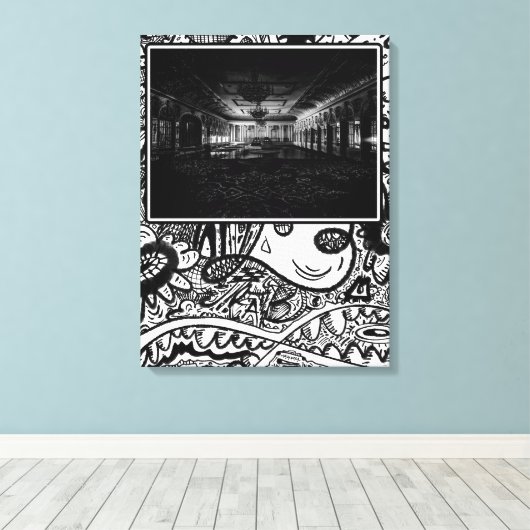 Zwart-witte balzaal canvas afdruk (Insitu (Houten vloer))