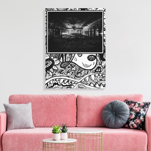 Zwart-witte balzaal canvas afdruk (Insitu (Woonkamer))