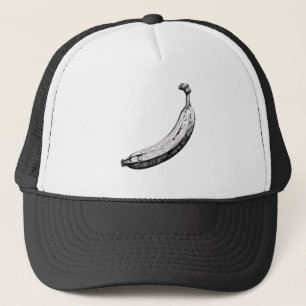 Zwart-witte banaan trucker pet