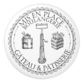 Zwart-witte  bankbakkerij keramische knop (Voorkant)