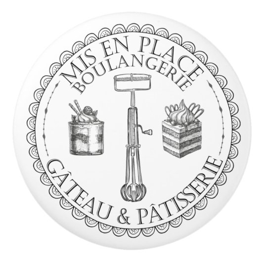 Zwart-witte  bankbakkerij keramische knop (Voorkant)