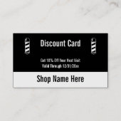 Zwart-witte Barber met 2 ronde Sjablonen korting o Visitekaartje (Achterkant)