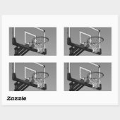 Zwart-witte Basketball-hoop Rechthoekige Sticker (Vel)