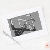 Zwart-witte Basketball-hoop Rechthoekige Sticker (Envelop)