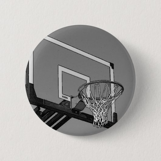 Zwart-witte Basketball-hoop Ronde Button 5,7 Cm (Voorkant)
