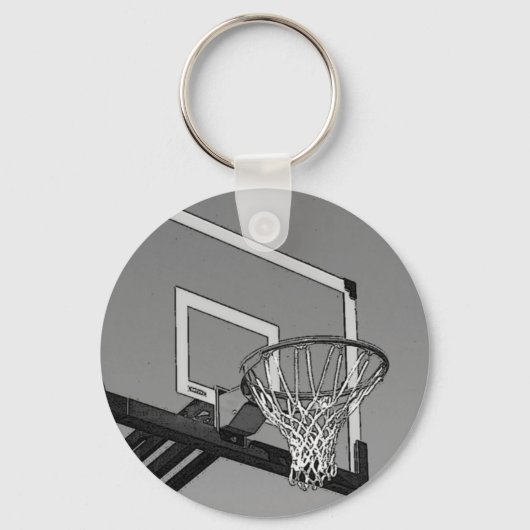 Zwart-witte Basketball-hoop Sleutelhanger (Voorkant)