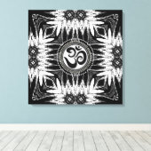 Zwart Witte Batik Om Teken Mandala New Age Canvas Afdruk (Insitu (Houten vloer))