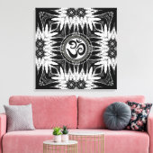 Zwart Witte Batik Om Teken Mandala New Age Canvas Afdruk (Insitu (Woonkamer))