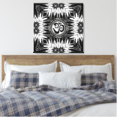Zwart Witte Batik Om Teken Mandala New Age Canvas Afdruk (Insitu (Slaapkamer))
