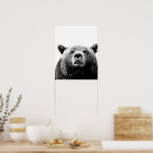 Zwart witte beer bosdier kiekeboe foto poster (Keuken)