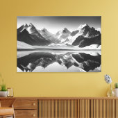 Zwart-witte bergketen reflectie canvas afdruk (Insitu (Woonkamer))