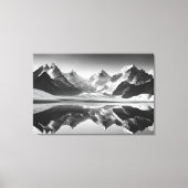 Zwart-witte bergketen reflectie canvas afdruk (Voorkant)