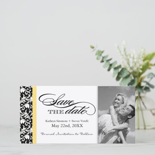 Zwart-witte beschadiging Opslaan Datum Save The Date (Staand voorkant)