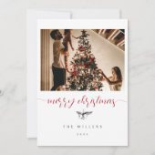 Zwart witte bessen schets familie foto Kerstmis Feestdagenkaart (Voorkant)