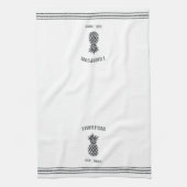 Zwart-witte bijtende anananassen op maat theedoek (Verticaal)