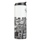 Zwart-witte binnenstad, Skyscrapers, naam Thermosbeker (Gedraaid links)