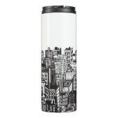 Zwart-witte binnenstad, Skyscrapers, naam Thermosbeker (Achterkant)