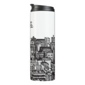 Zwart-witte binnenstad, Skyscrapers, naam Thermosbeker (Geroteerd rechts)