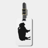Zwart-witte bizon buffalo Silhouette Pop Art Bagagelabel (Voorkant verticaal)