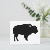 Zwart-witte bizon buffalo Silhouette Pop Art Briefkaart (Staand voorkant)