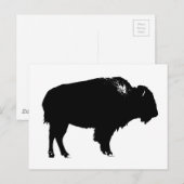 Zwart-witte bizon buffalo Silhouette Pop Art Briefkaart (Voorkant / Achterkant)
