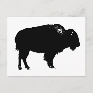 Zwart-witte bizon buffalo Silhouette Pop Art Briefkaart