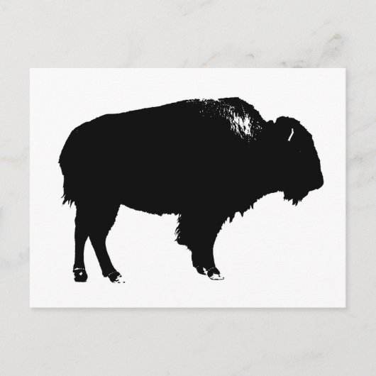 Zwart-witte bizon buffalo Silhouette Pop Art Briefkaart (Voorkant)