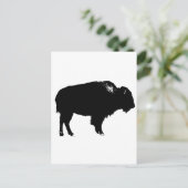 Zwart-witte bizon buffalo Silhouette Pop Art Briefkaart (Staand voorkant)