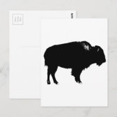 Zwart-witte bizon buffalo Silhouette Pop Art Briefkaart (Voorkant / Achterkant)